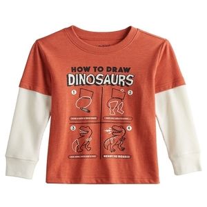 Toddler Boy's Jumping Beans Thermal Dinosaurs Skater Tee, Size 18 Months